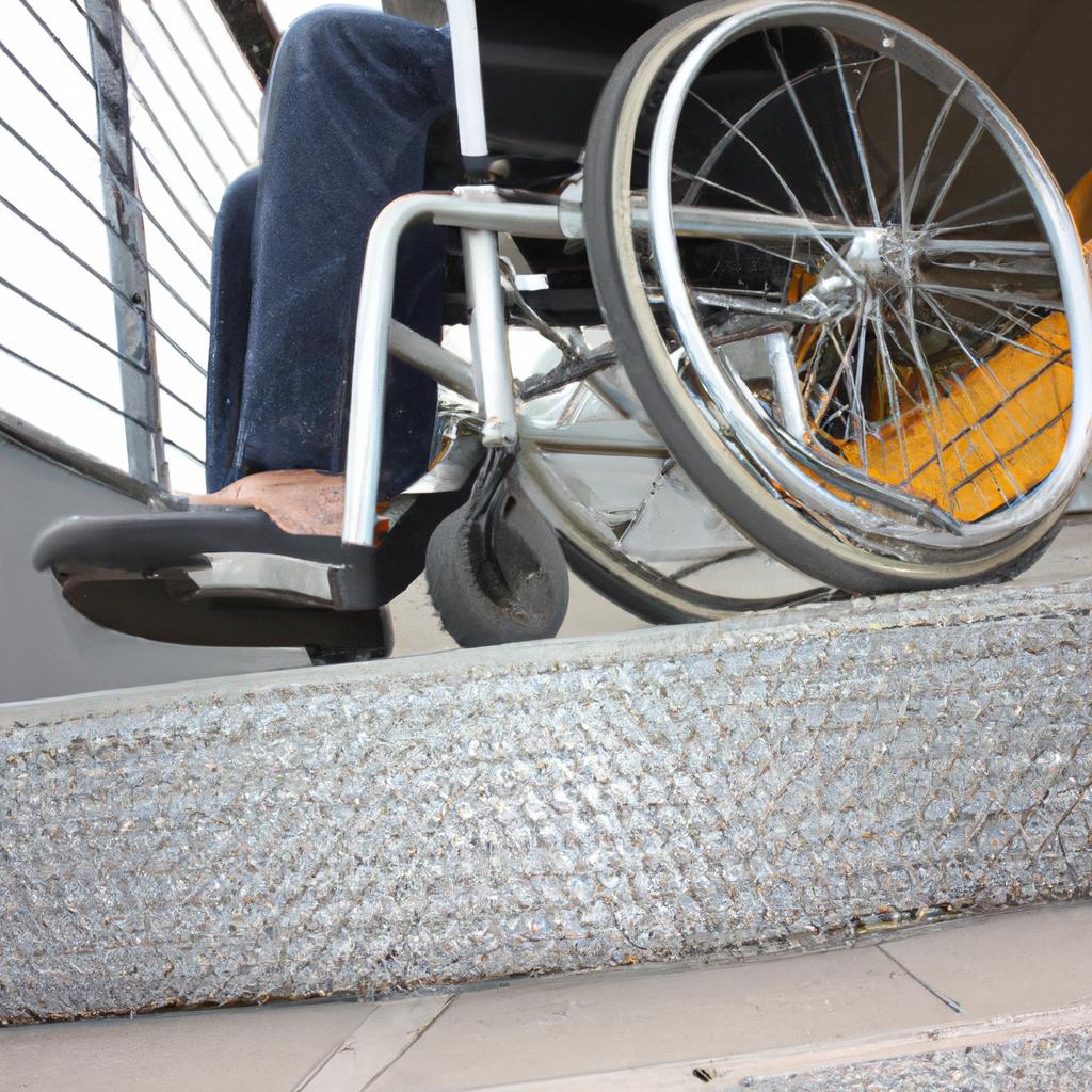 Person using wheelchair on ramp
