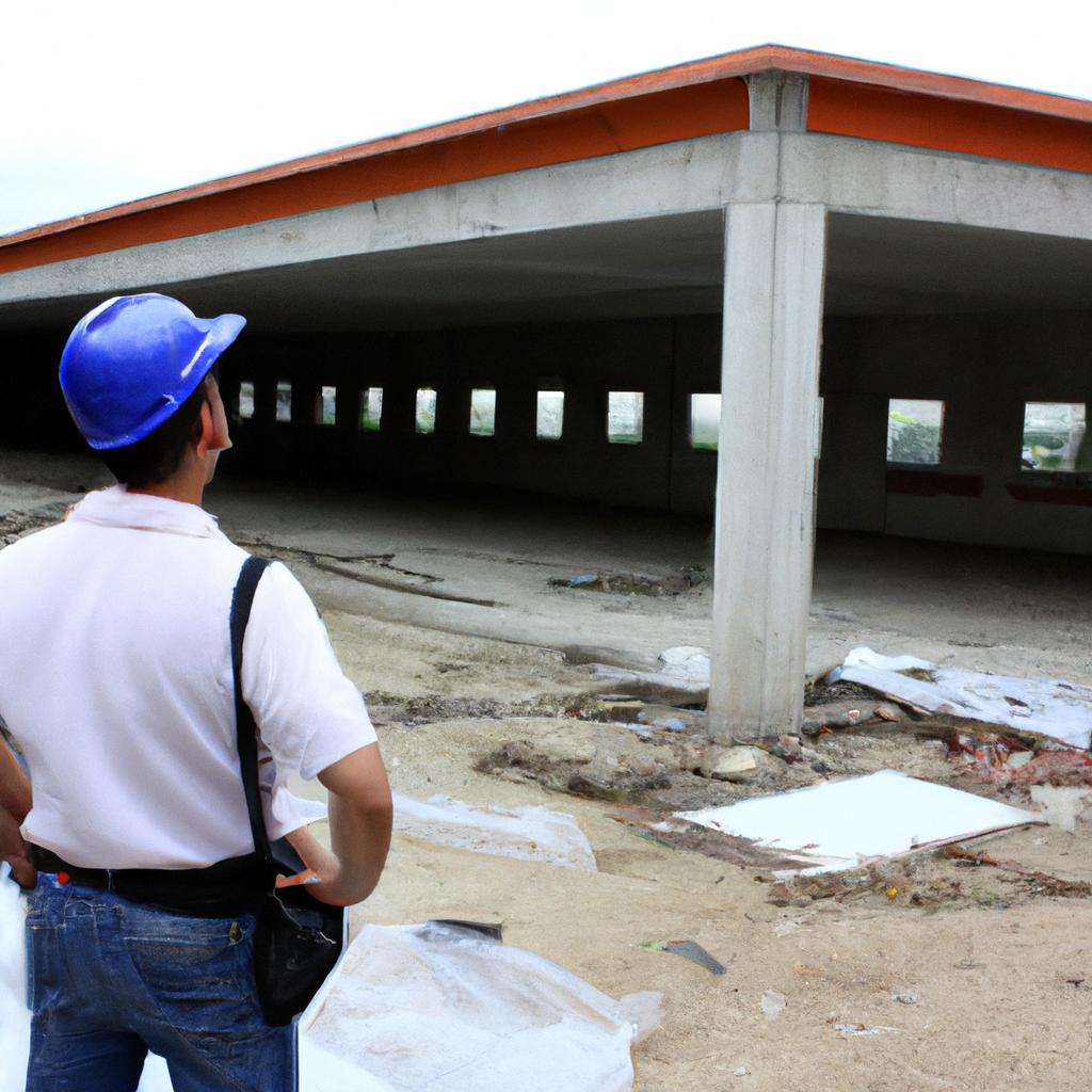 Person inspecting construction site
