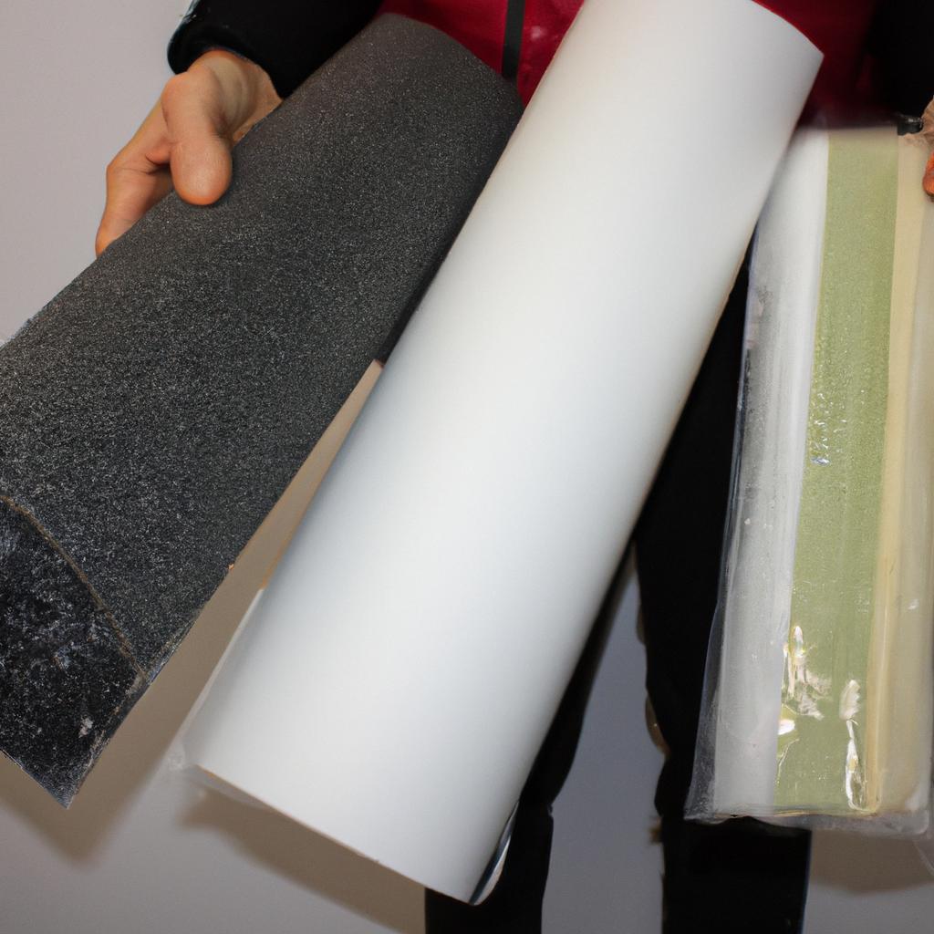 Person holding different insulation materials